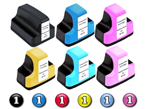 6 Pack Combo Compatible HP02XL (BK/C/M/Y/LC/LM) ink cartridges